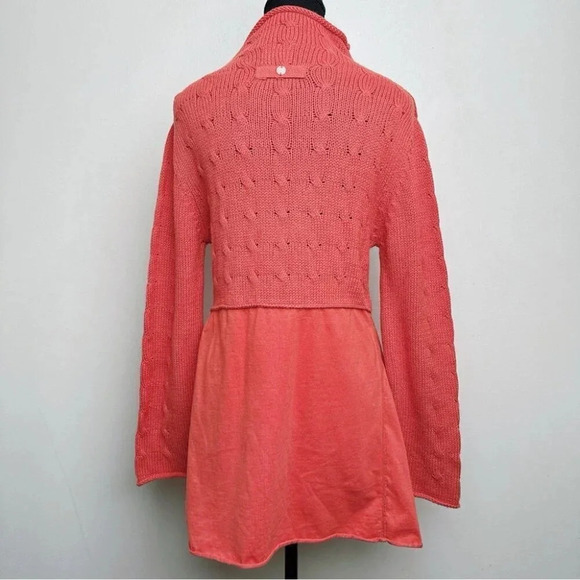 Pure Handknit Womens Size Small Mock Neck Coral  Knit Long Sleeve Tunic Sweater - Picture 2 of 15